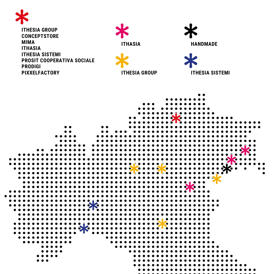 cartina con sedi ithesia group nord italia