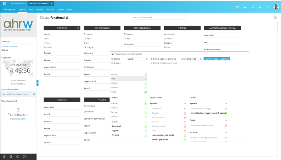 schermata funzionalità software AdHoc Revolution Web Zucchetti