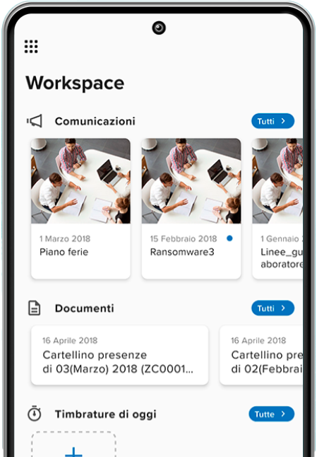 schermata Workspace da mobile del software hr zucchetti