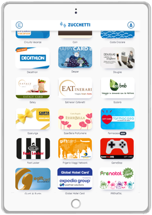 schermata su tablet portale acquisti con zucchetti card